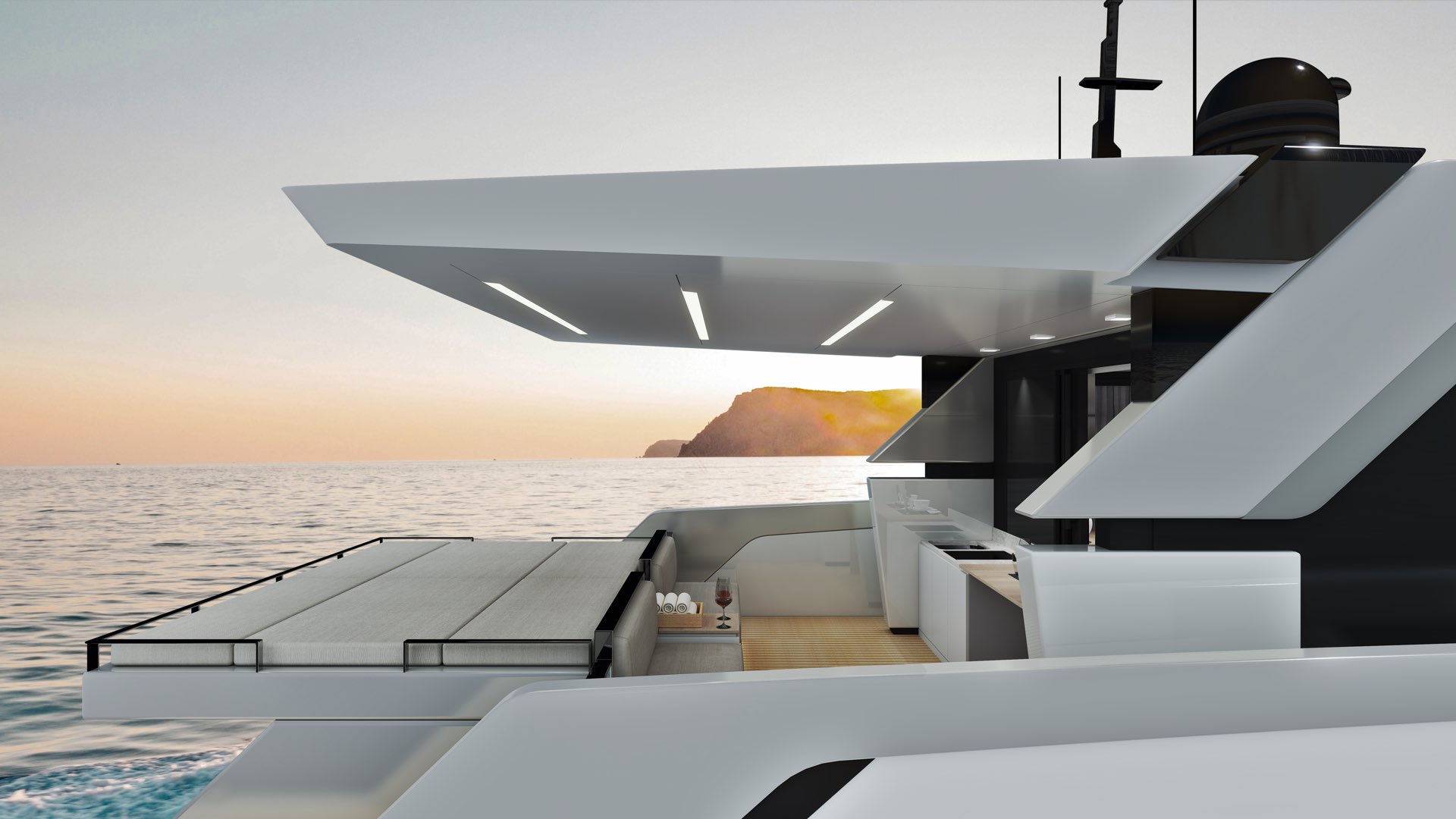 La Motion 48 clubbing yacht by Ladenstein yacht cockpit side view