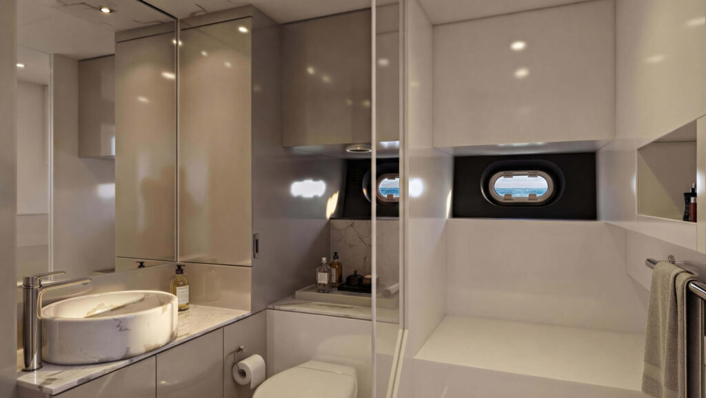 La Motion 48 Lauenstein yacht lower deck 2 bathroom big